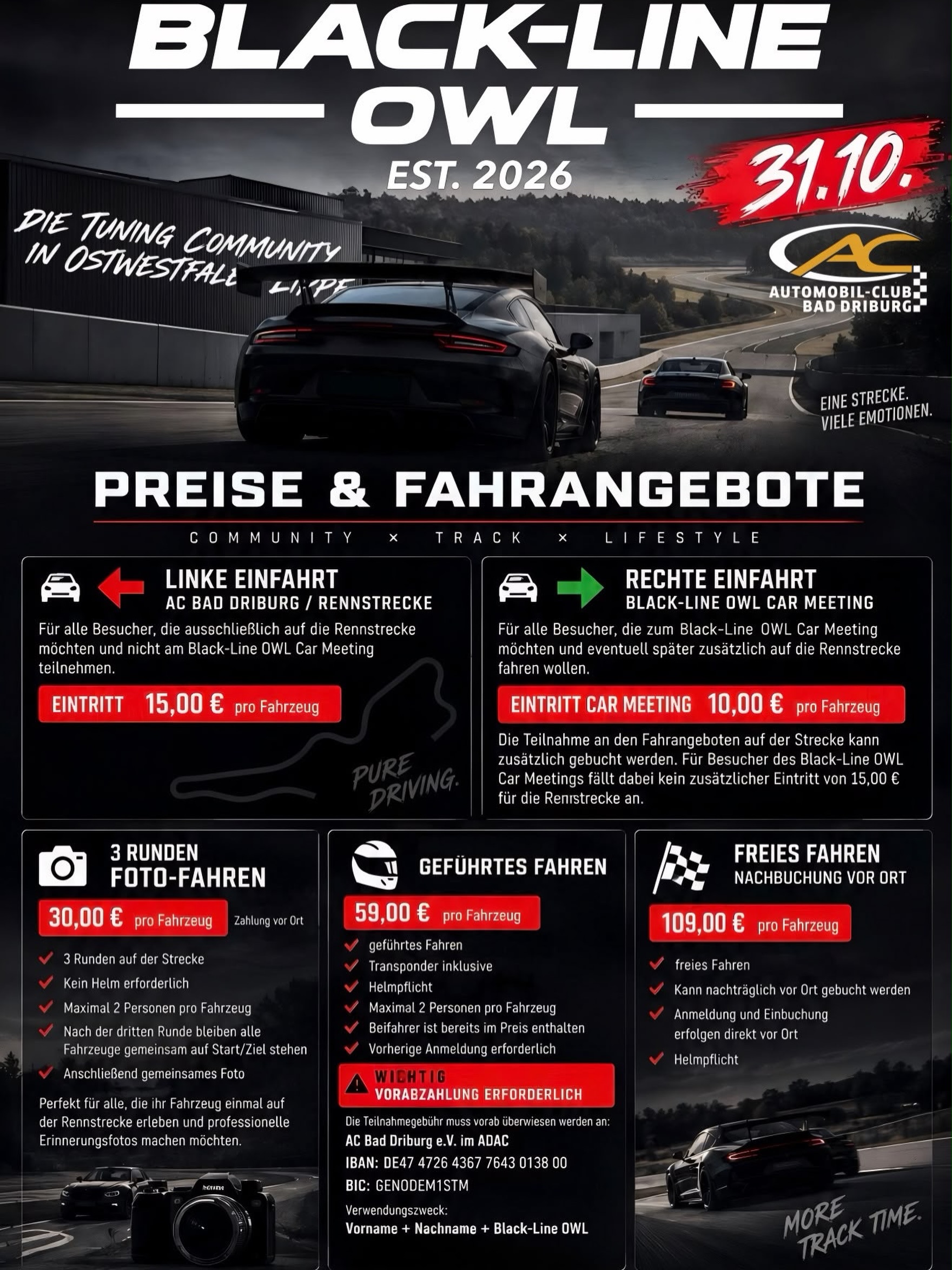 🏁 TRACKDAY | 31.10.2026 | BILSTER BERG Du hast einen Stint gebucht und möchtest mit Black-Line …