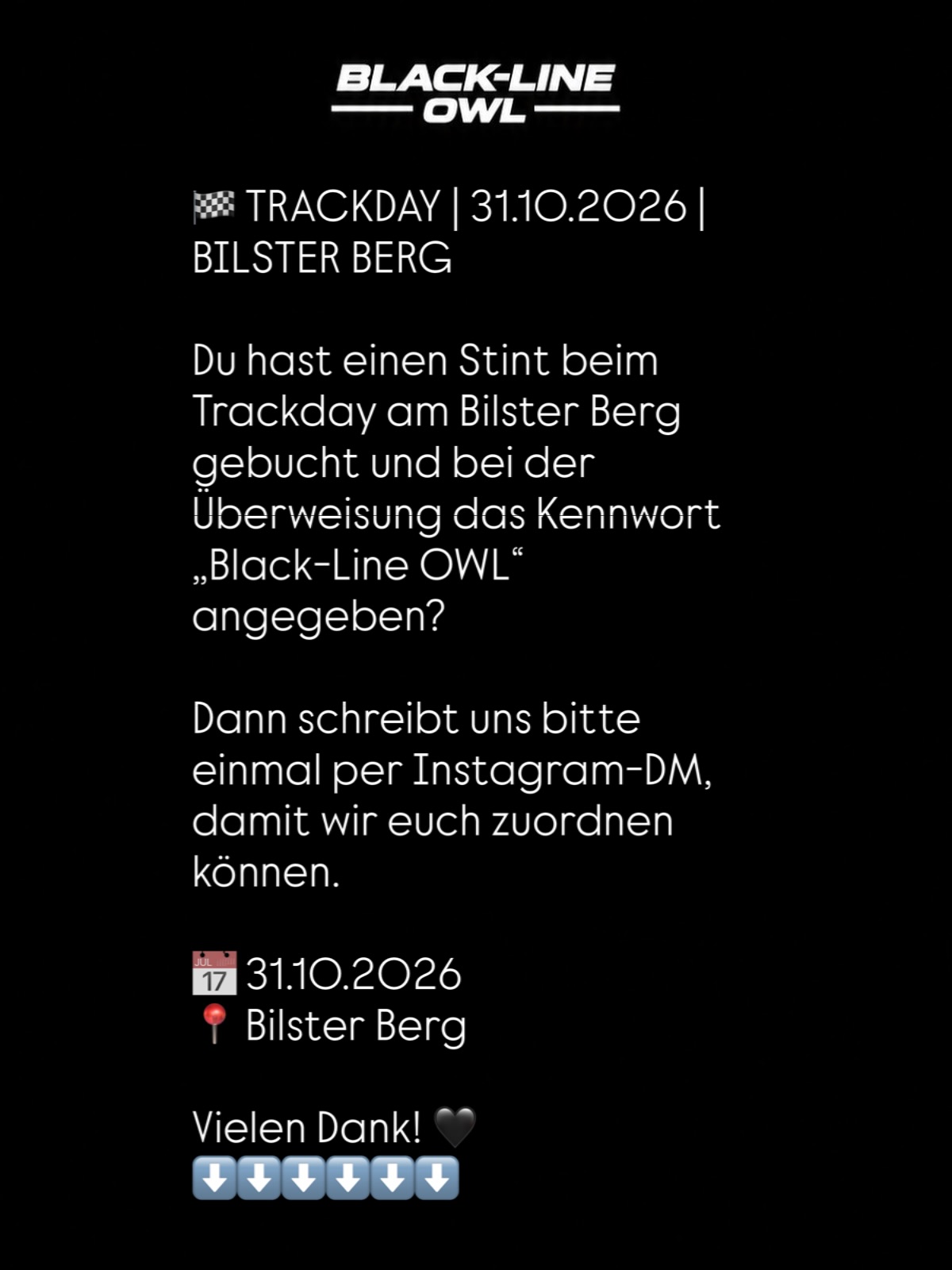 🏁 TRACKDAY | 31.10.2026 | BILSTER BERG Vorab-Info für alle, die einen Stint gebucht haben: Bitte …